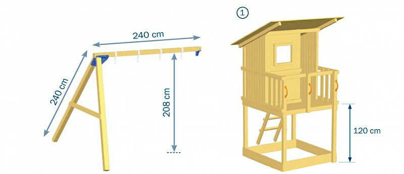 Πύργος Beach Hut 120cm & Προέκταση - Προοπτικό Σχέδιο